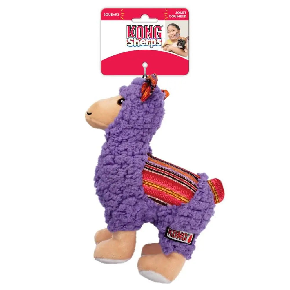 KONG Sherps Llama Medium purple alpaca plush with squeaker