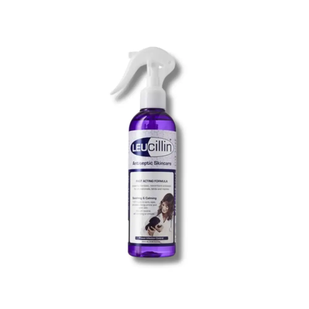 Purple Leucillin spray bottle for toxic antiseptic animal skincare