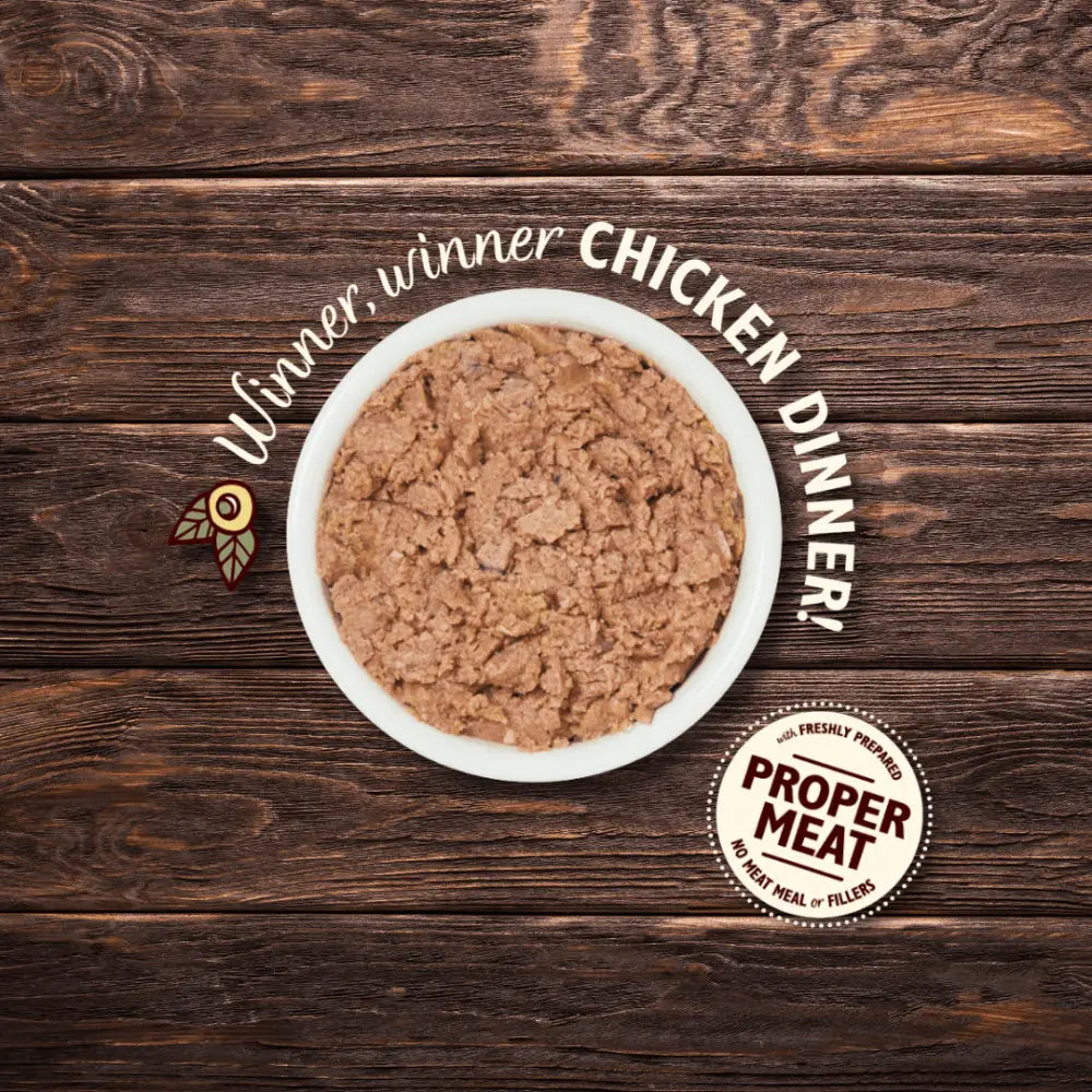 Lily’s Kitchen Chicken Pate for Cats: proper meat bowl on wood