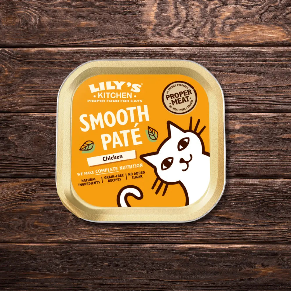 Lily’s Kitchen chicken pate cat food tray with proper meat, grain-free recipes