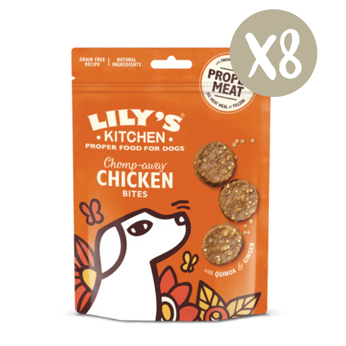 Lily’s Kitchen Chomp-Away Chicken Bites - Box of 8 - Natural Treats For Dogs