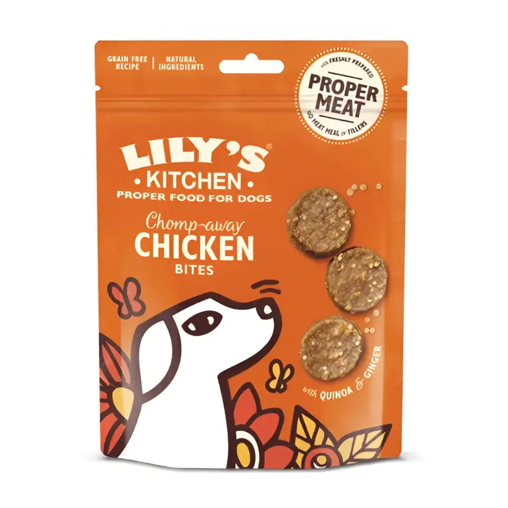 Lilys Kitchen Chomp-Away Chicken Bites with freshly prepared chicken