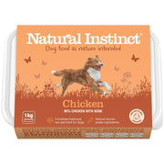 1kg Natural Instinct natural chicken dog food tray with bone