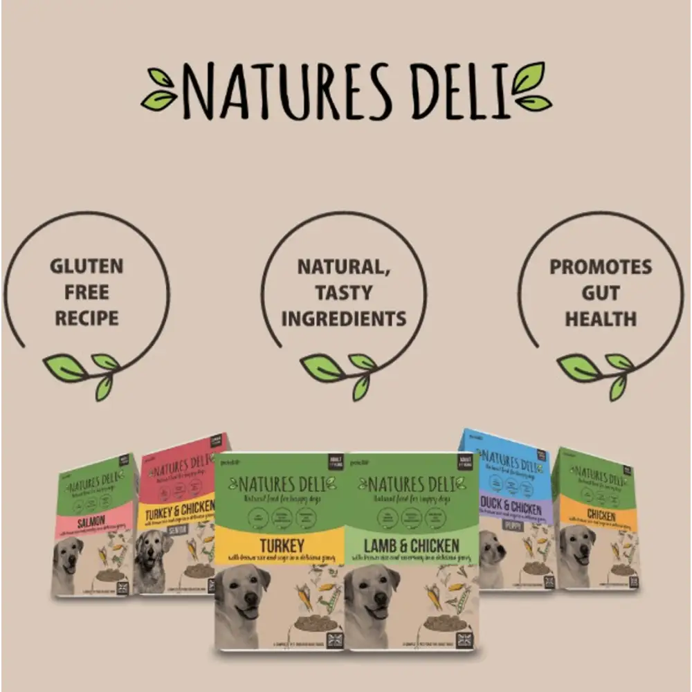 Natures Deli Chicken with Sage and Brown Rice dog food box, gluten-free natural recipe