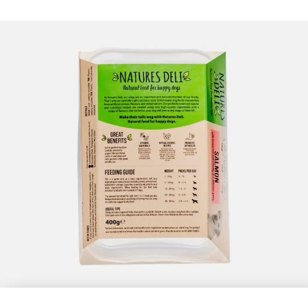 Natures Deli Salmon with Parsley & Brown Rice dog food bag