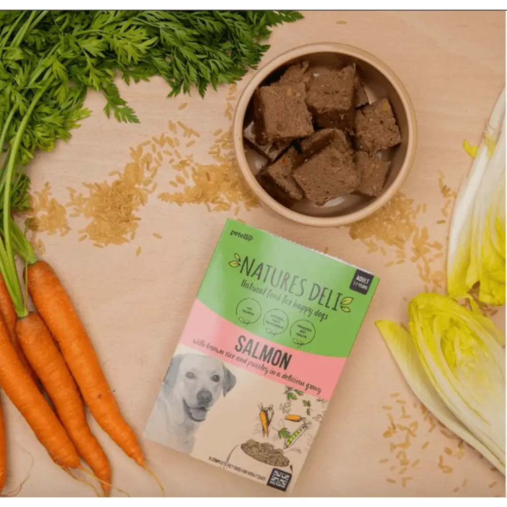 Natures Deli salmon treats with green tea, turmeric, 100g bag