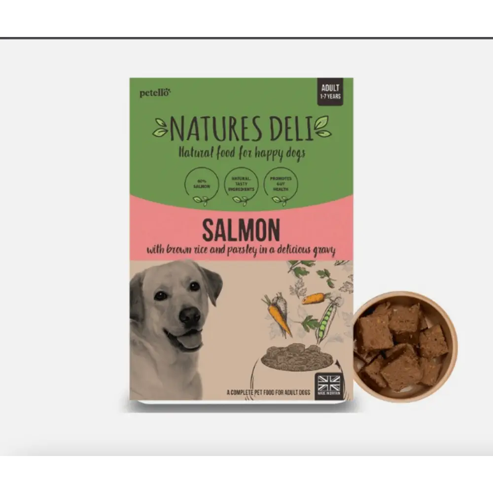 Natures Deli Salmon with Parsley & Brown Rice in green pink package
