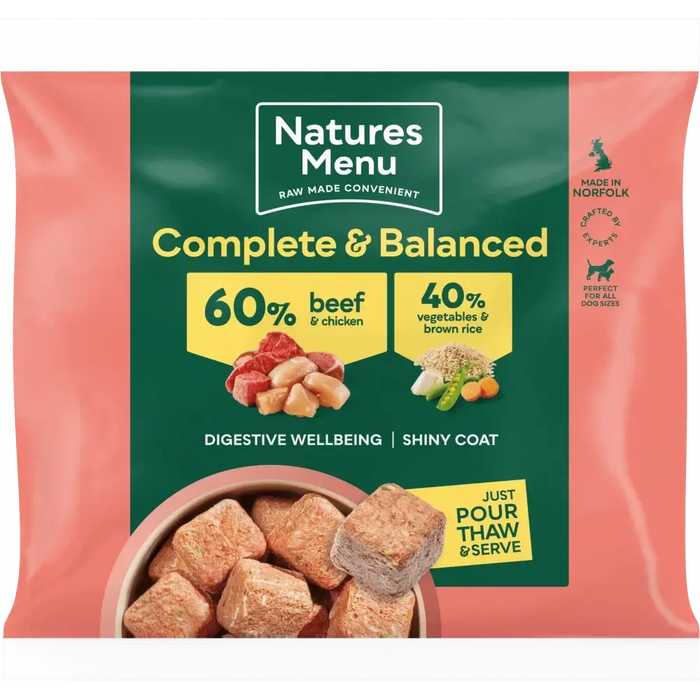 60/40 Beef and Chicken with Vegetables and Brown Rice For Adult Dogs | Natural complete raw food for dogs