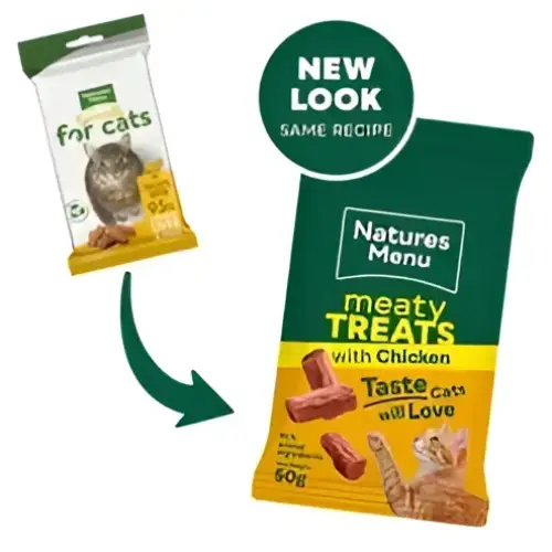 Natures Menu chicken liver and pork mini treats for cats, 50g bag