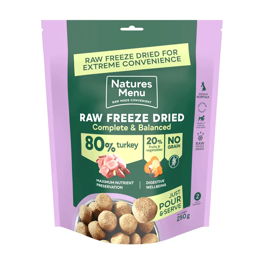 Natures Menu freeze dried cat food: 80% turkey, grain-free, 250g