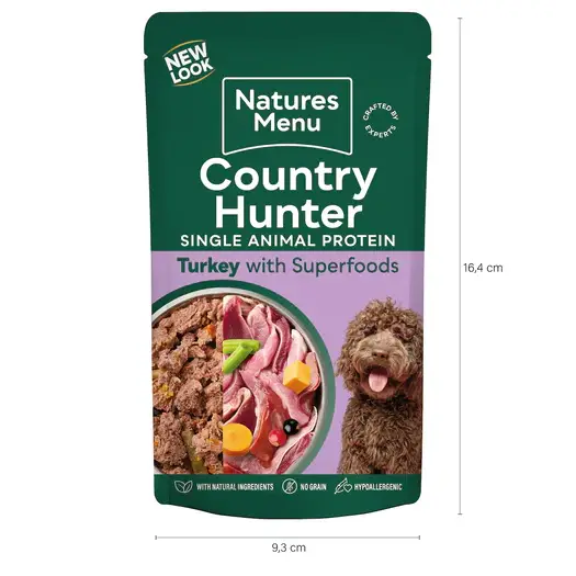 Natures Menu Country Hunter Farm Reared Turkey Wet Dog Food Pouches - Natural Wet Dog Food