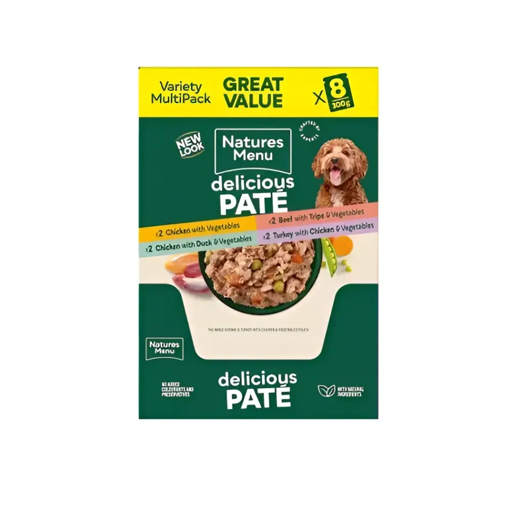 Natures Menu gently cooked pate dog food multipack with vitamin D3 200IU