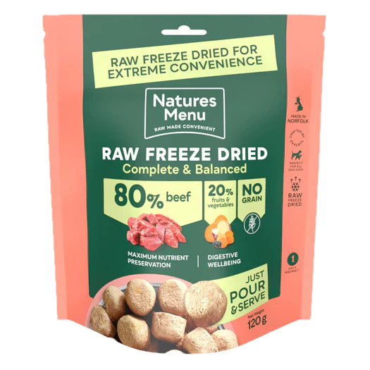 Natures Menu Freeze Dried Topper - 80/20 Beef 120g - Natural Dry Dog Food