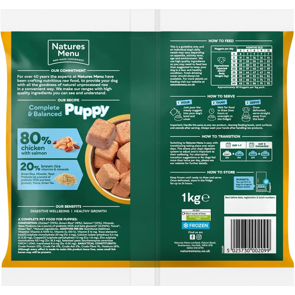 Natures Menu Puppy Chicken with Salmon and Brown Rice package