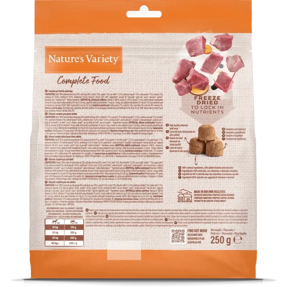 Natures Variety Complete Freeze Dried Beef Food Bag 250g