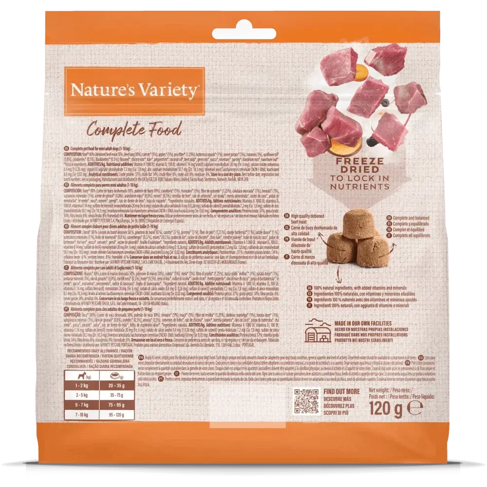 Nature’s Variety Complete Freeze Dried Dog Food - Beef 120g Package