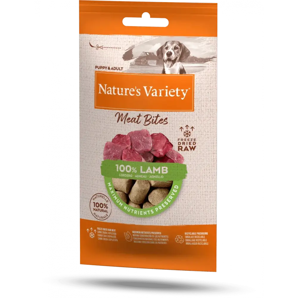 Nature’s Variety Freeze Dried Lamb Bites dog treats, 100% lamb meat, 20g