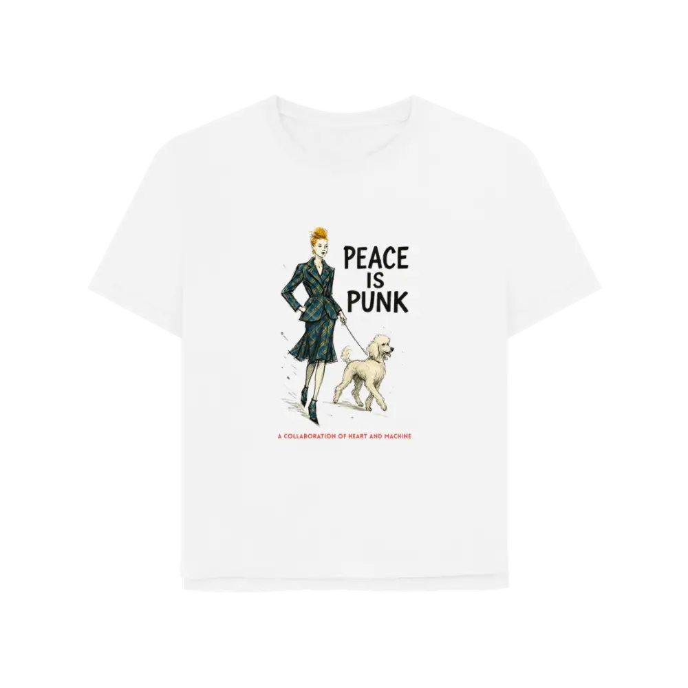 White Peace Is Punk organic cotton T-shirt with Vivienne Westwood-inspired graphic design