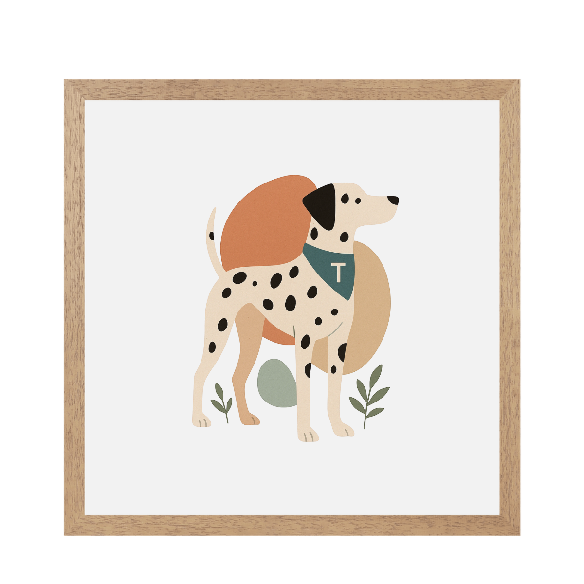 Pets Personalised Abstract Framed Print - Natural 20 x 20 inches