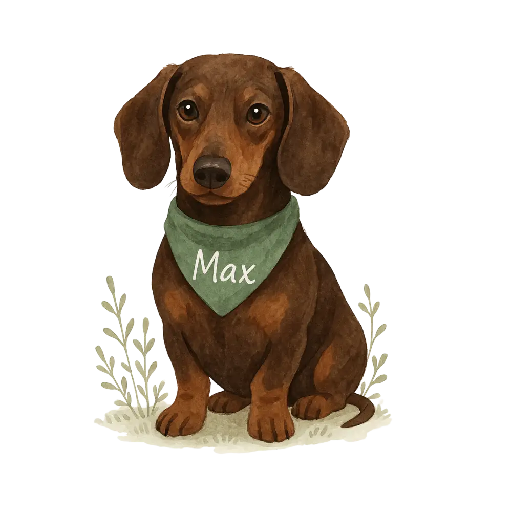 Brown Dachshund with Green Bandana on Certified Organic Cotton Tote Bag