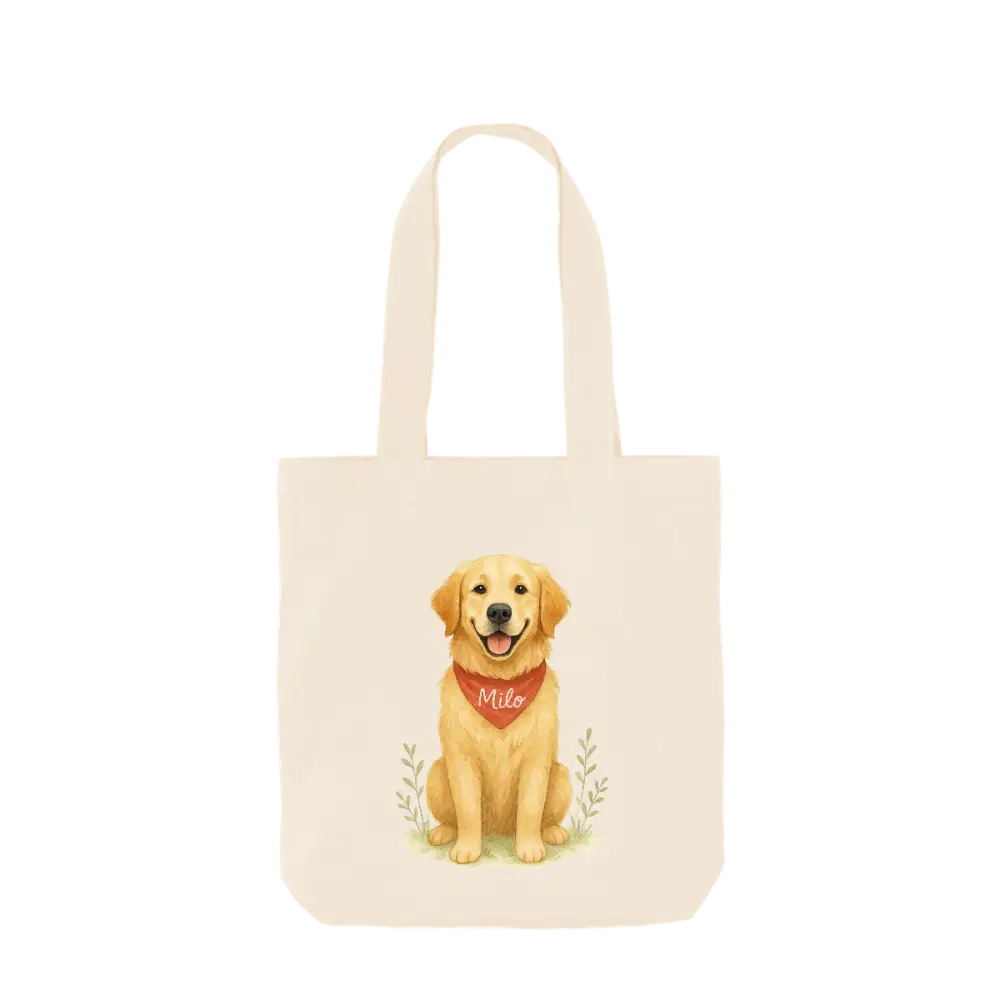 Golden Retriever breed fur colour on certified organic cotton twill weave tote bag