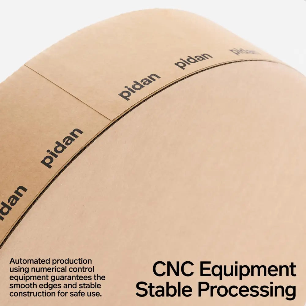 Beige curved cardboard tube with pidan printed in black, featuring a-grade corrugated base