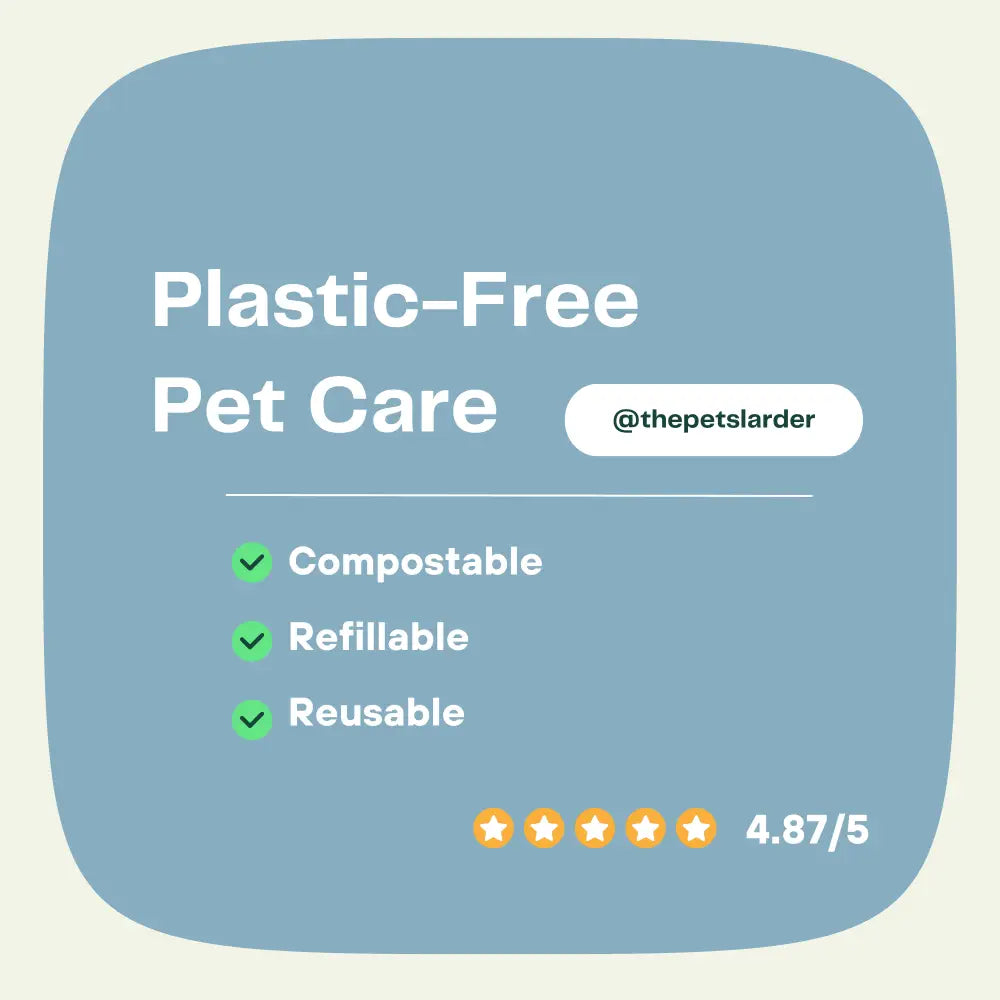 Natural pig ear dog chews in 1kg bag with plastic-free, compostable kit