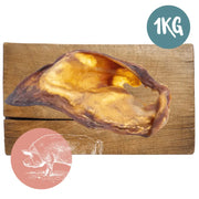 1kg bag of natural pig ear dog chews with smoked pork hock