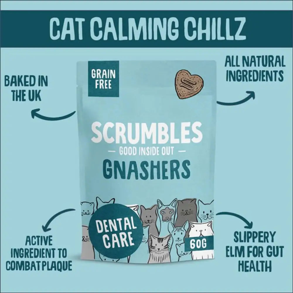 Scrumbles Cat Dental Treats Gnashers Bites with Slippery Elm