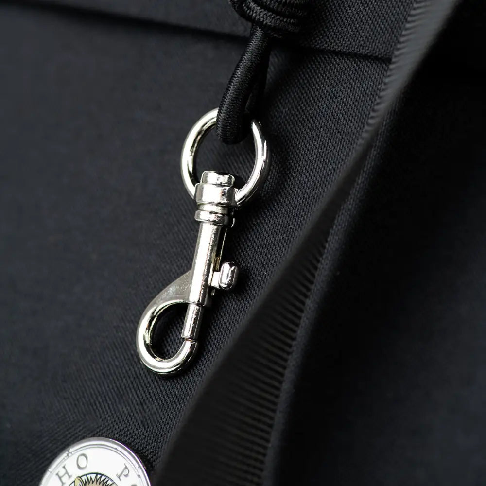 Black nylon zipper pull with silver hardware for Soho Poms Black Rainy Bear pet carrier