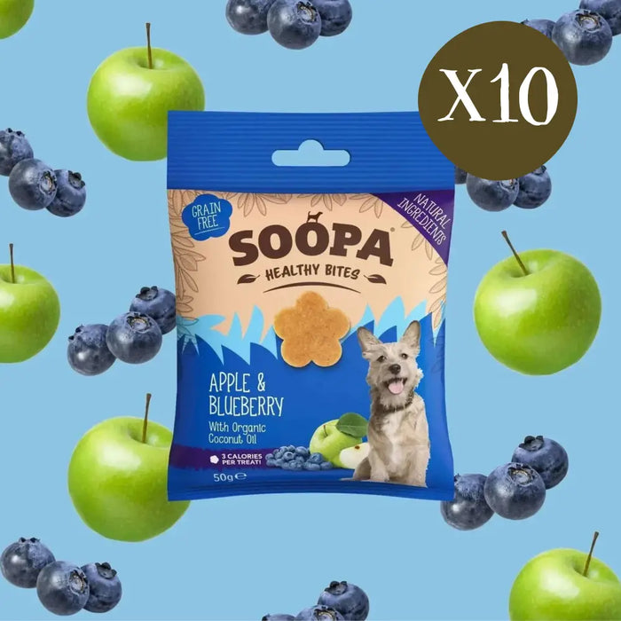Soopa Apple & Blueberry Bites - Box of 10 - Natural Treats For Dogs