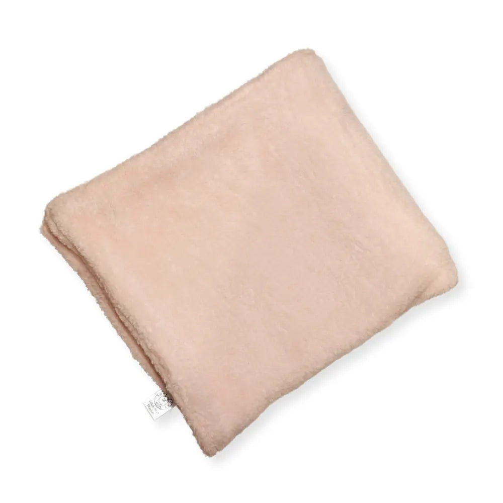 Blush pink plush dog blanket with embroidered logo by Soho Poms for cozy comfort