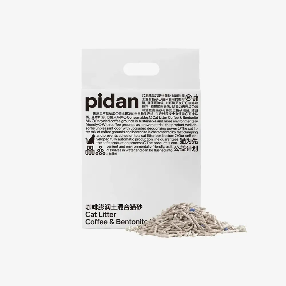 Tofu Cat Litter with Recycled Coffee Grounds and Bentonite Scent on White Background