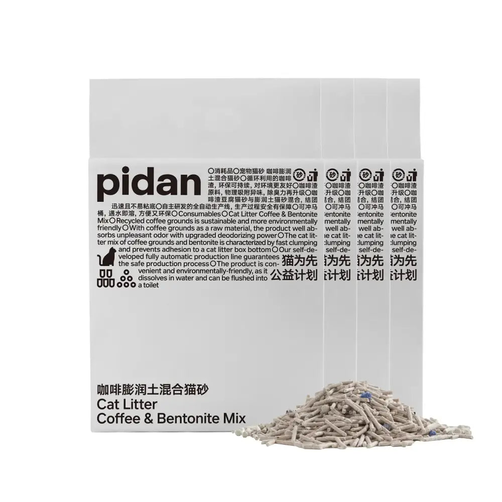 Tofu Cat Litter with Recycled Coffee Grounds featuring Pidan coffee and bentonite granules
