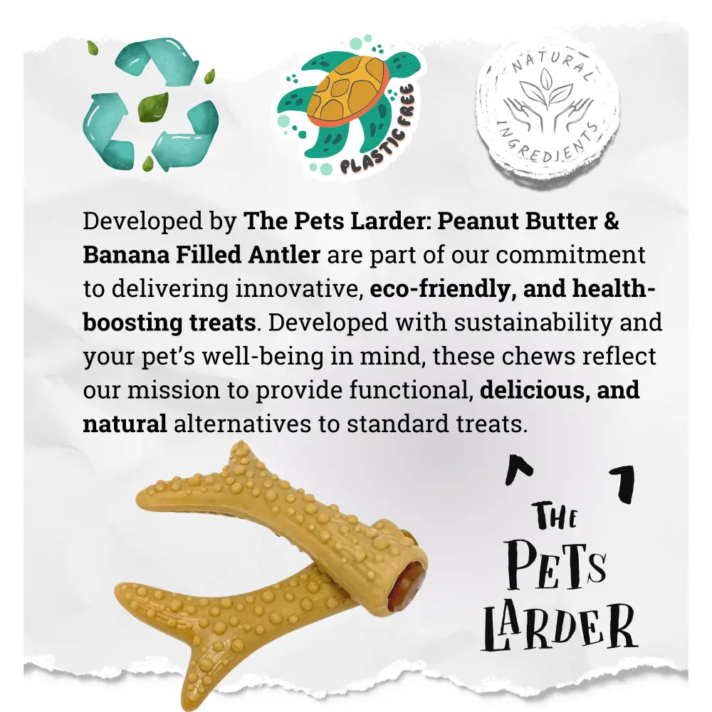 Eco-friendly vegetable peanut butter banana filled antler chew toy for dogs