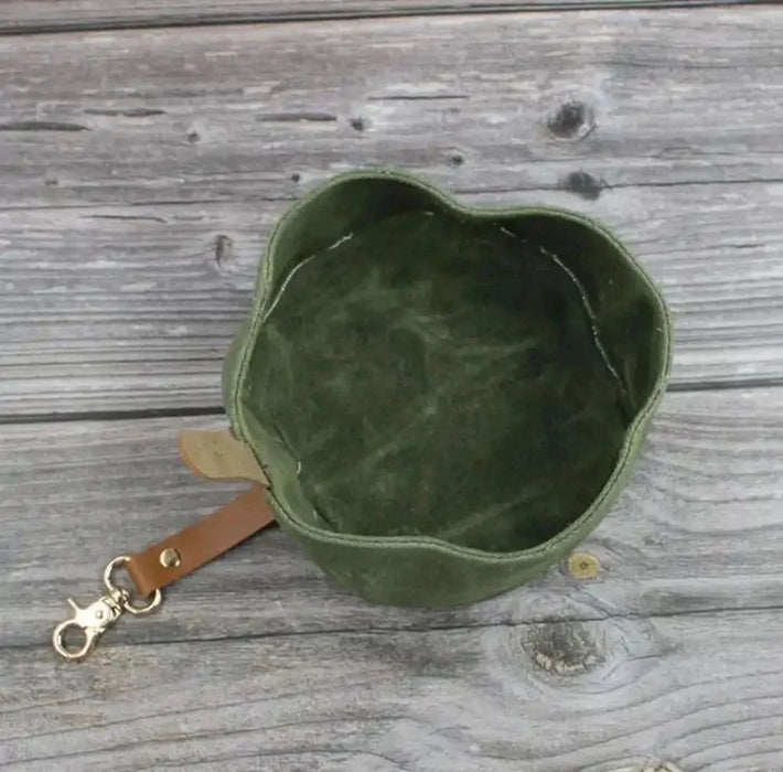 Waxed Canvas Travel Bowl - Green