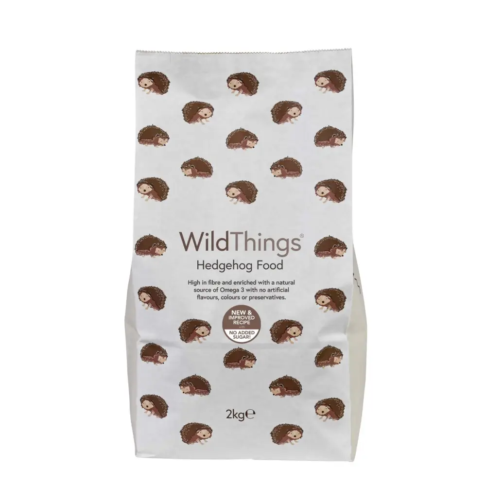 WildThings Hedgehog Food 2kg bag with hedgehog illustrations