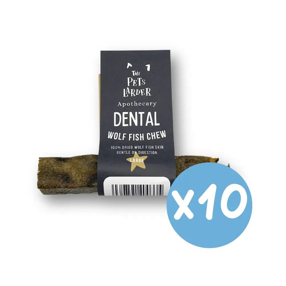 Wolf Fish Stick Chew: Large Wolf Fish Skins for Dogs, 10-Pack