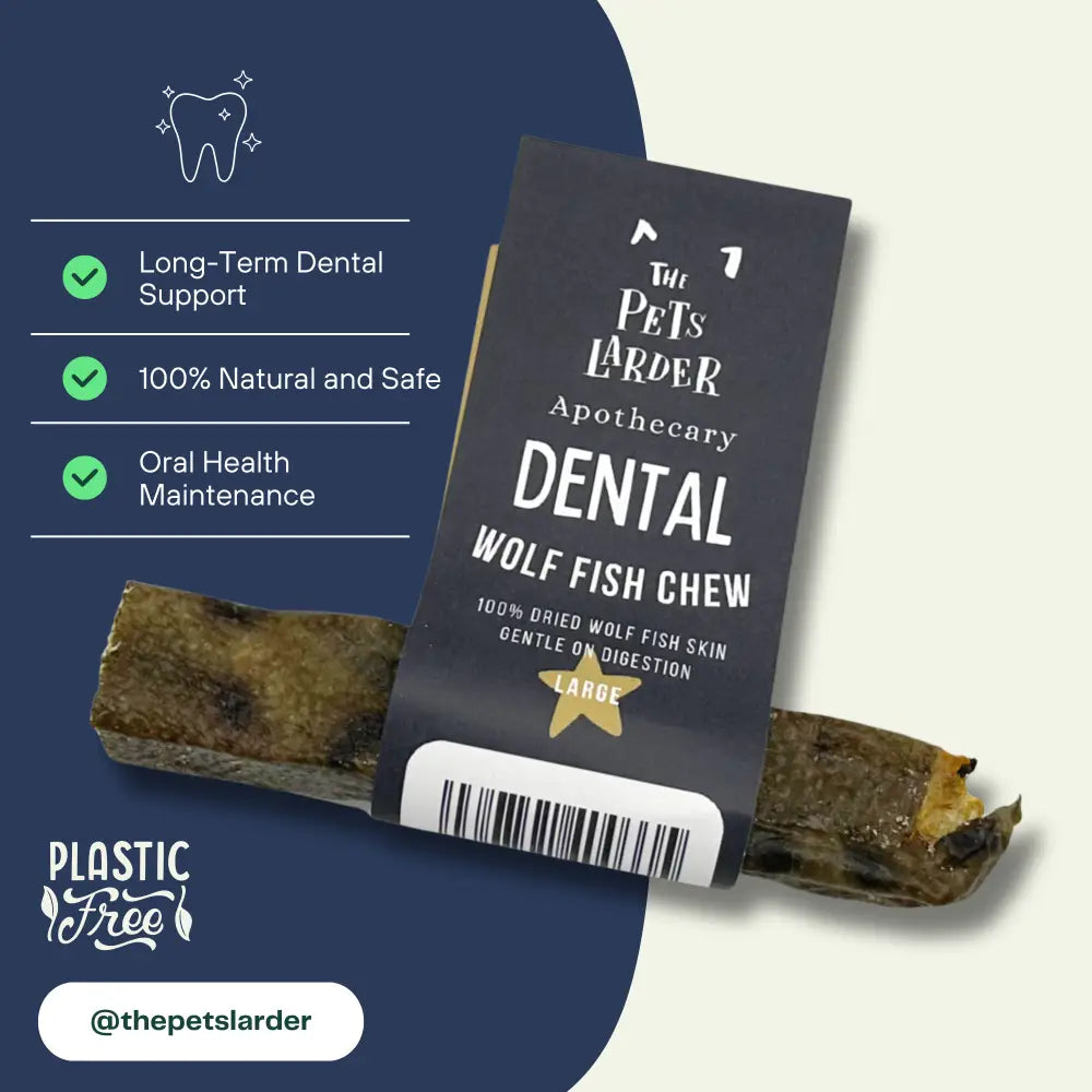 Wolf Fish Stick Chew for Dogs with Natural Brown Fish Skins Texture