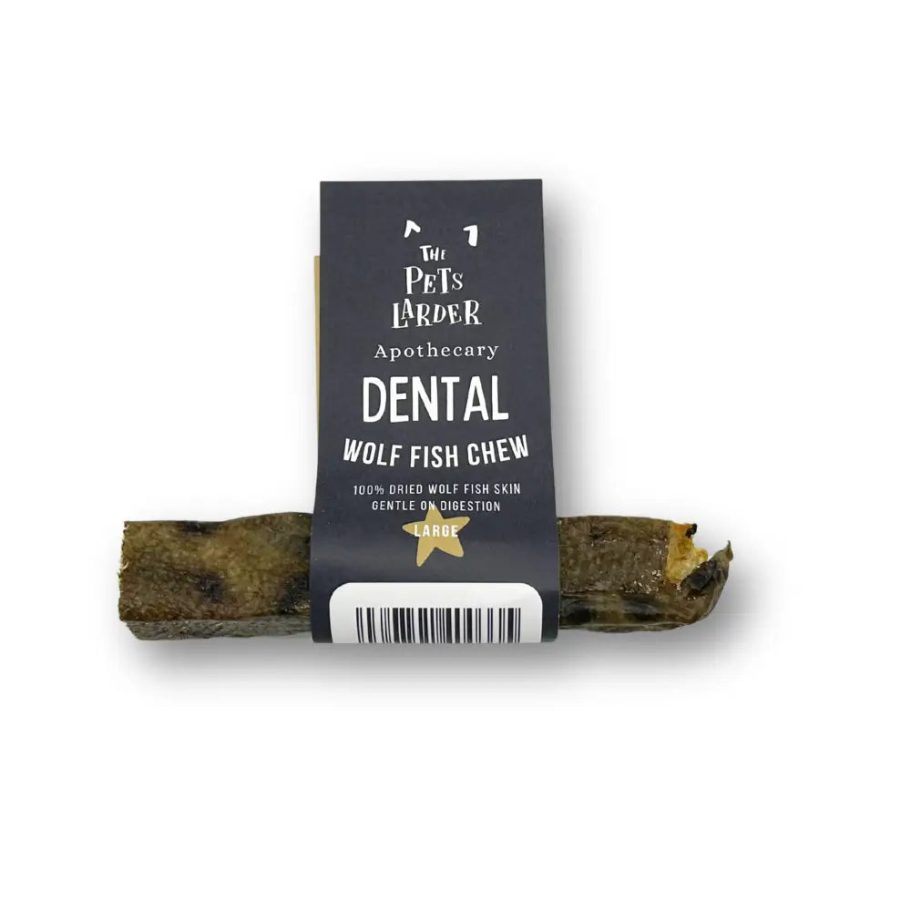 Wolf Fish Stick Chew for Dogs in dark green and brown hues