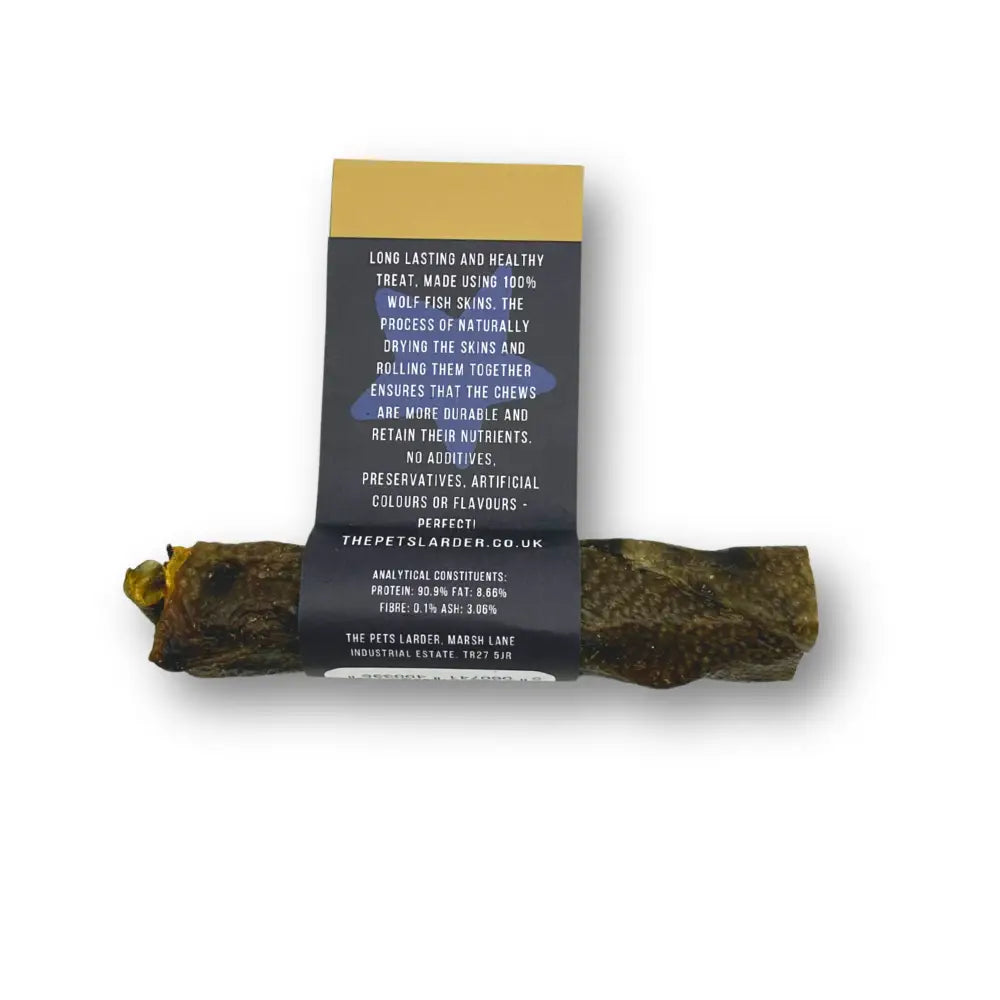 Large Wolf Fish Stick Chew for Dogs in Green and Brown Hues