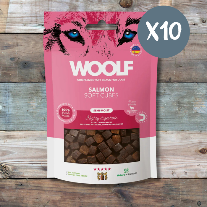Woolf Soft Cubes Salmon - Box of 10 - Natural Treats For Dogs