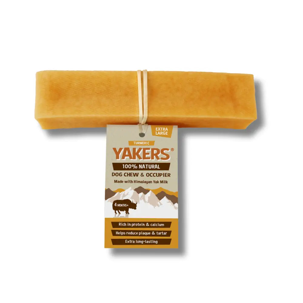 Yakers Turmeric extra large yellow dog chew from natural yak milk and lime juice