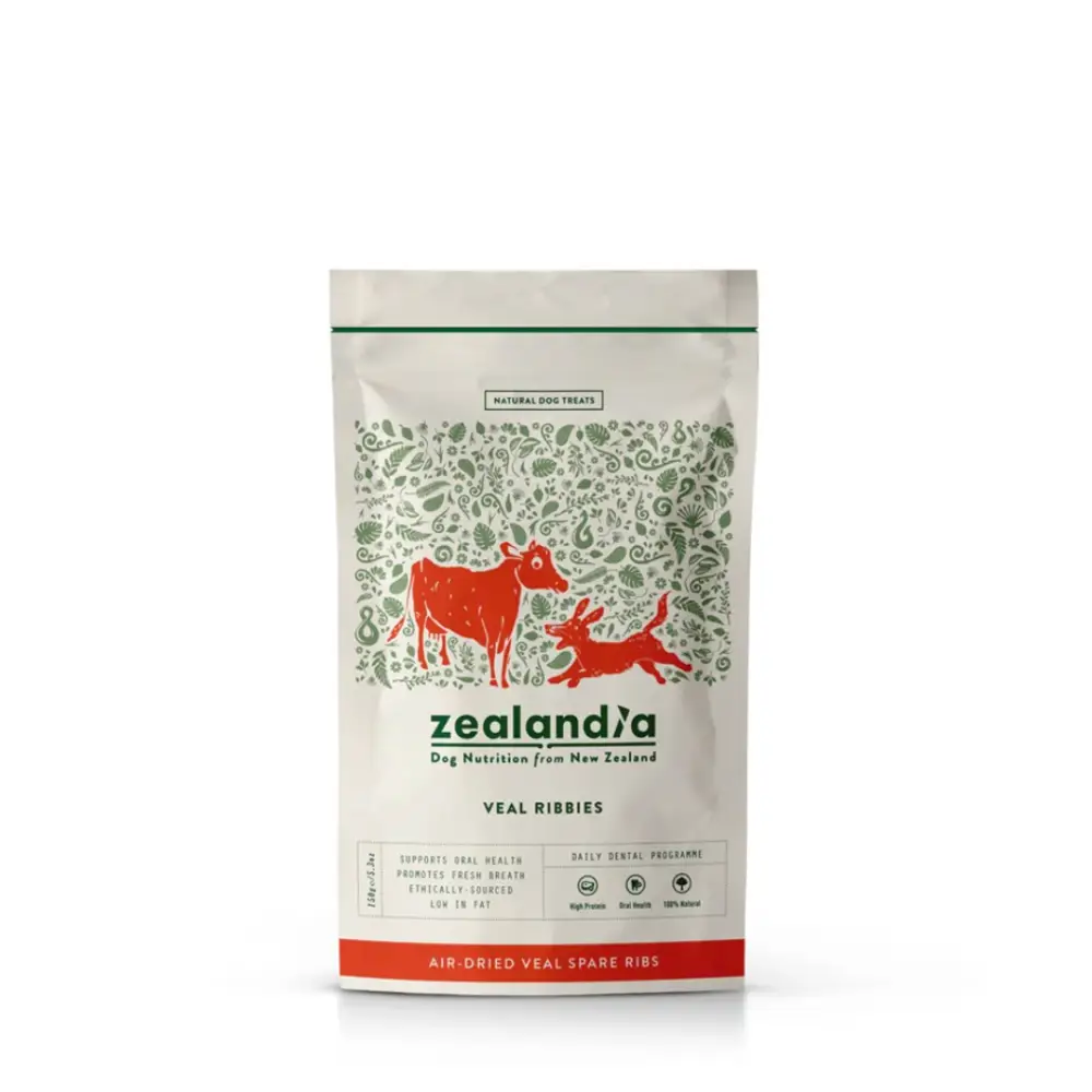 Zealandia dog treat package on a white background