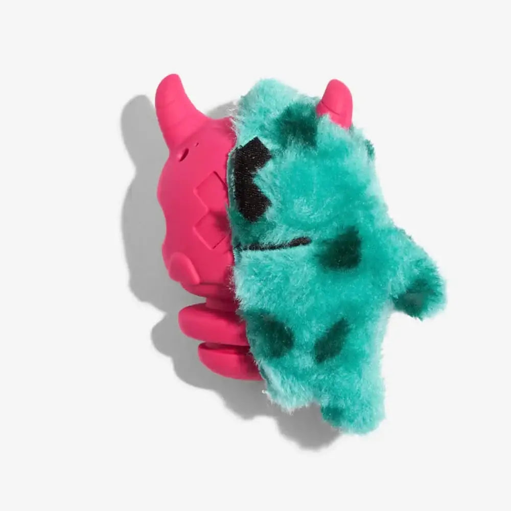Zee.Dog Mr.X 2-in-1 dog toy: teal pink plush dragon slippers