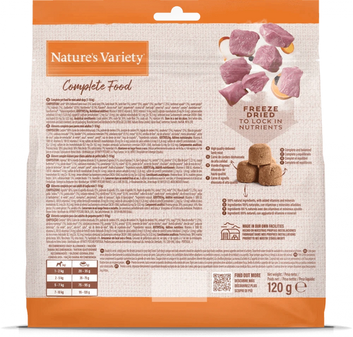 Nature's Variety Complete Freeze Dried Food - Lamb 120g Dog Food - Dry Natures Variety