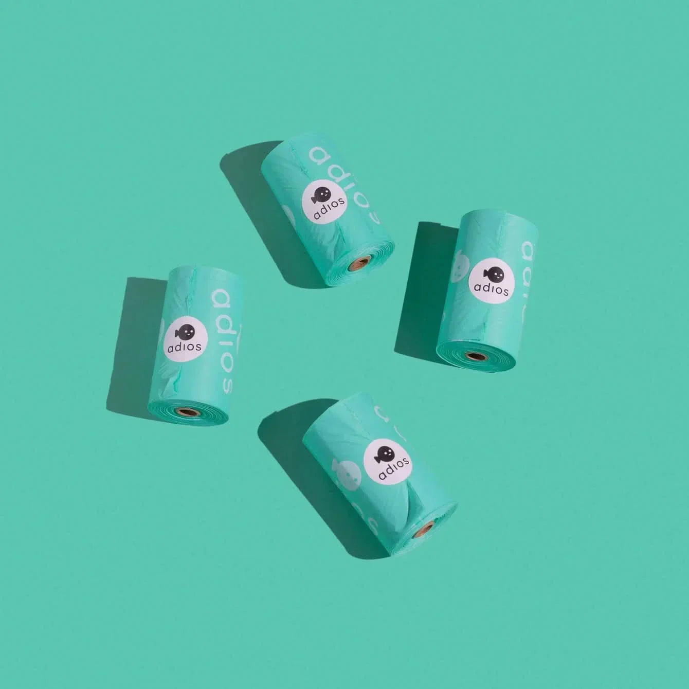 Teal Adidas resistance bands for sustainable poo bags in Adios Plastic pet care