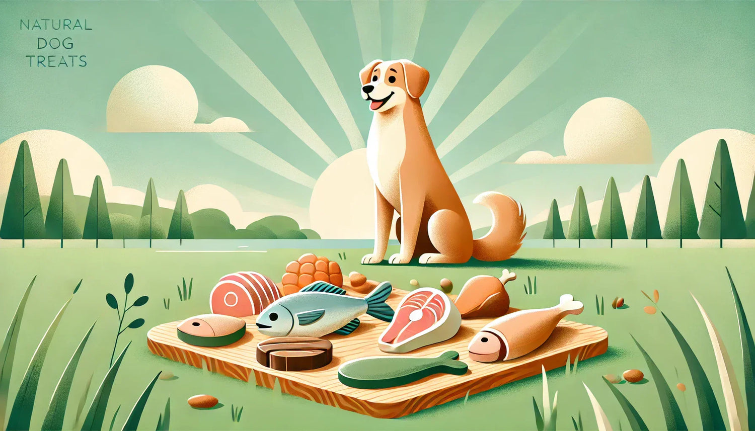 Single-protein white fish cubes on wooden board for dogs