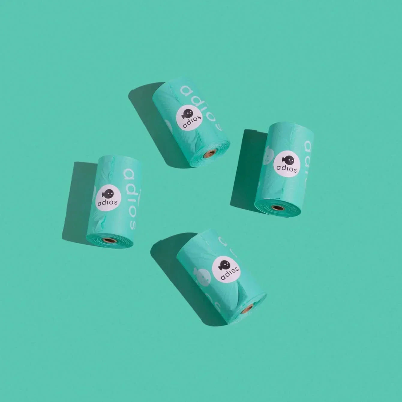 Teal Adidas resistance bands for sustainable poo bags in Adios Plastic pet care