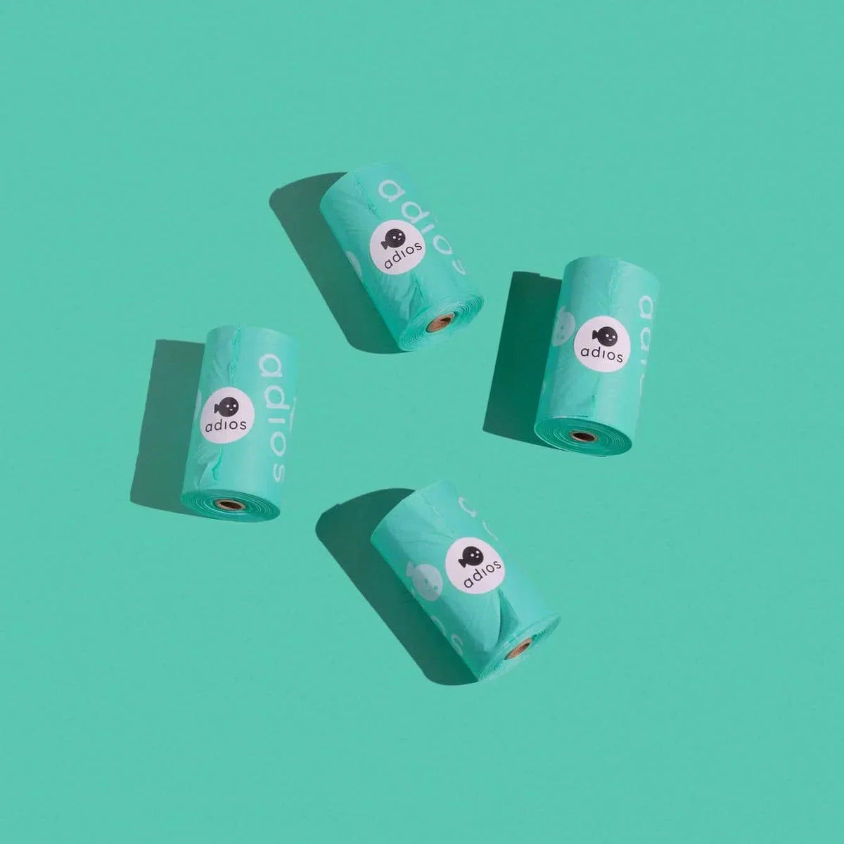 Teal Adidas resistance bands for sustainable poo bags in Adios Plastic pet care